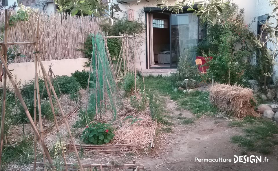 Grâce à la formation « Invitez la permaculture dans votre jardin », Myriam et Déborah ont transformé un parking en jardin potager résilient.