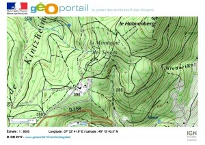 Carte topographique du site le portail des territoires et des citoyens, les courbes révèlent d’importantes informations