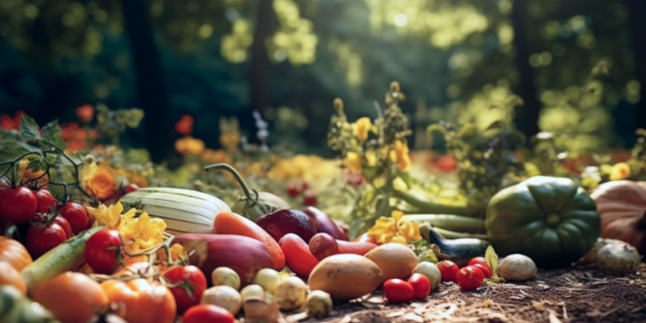 abondance de récoltes dans la forêt jardin