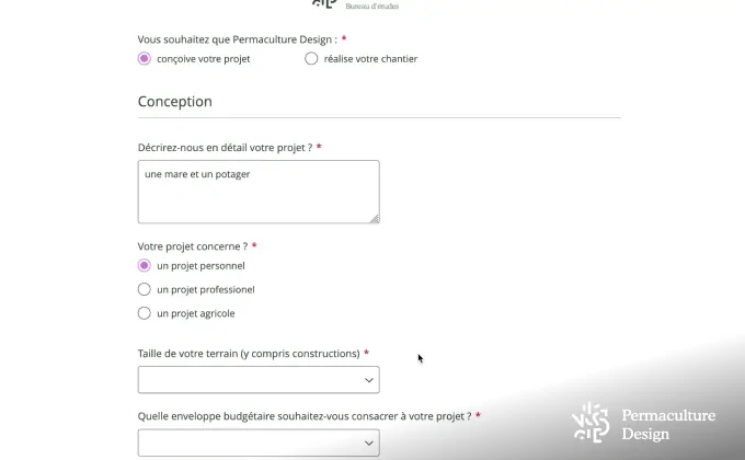 Questionnaire préalable pour session de conseil à distance en permaculture.