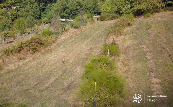 Détail d’une baissière ou swale.